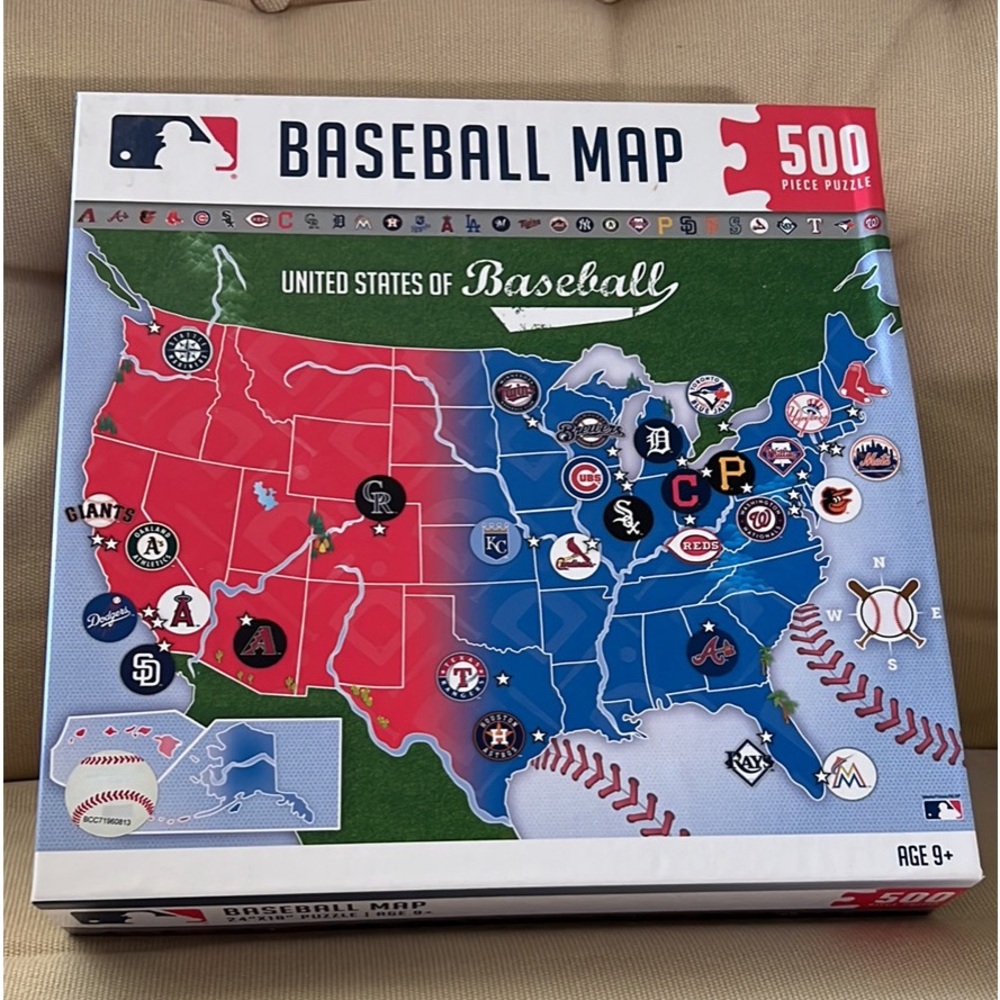 Baseball MLB Map 500 piece puzzle 24x18 ages 9 and up